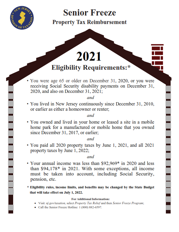 2021 Senior Freeze Property Tax Reimbursement Program